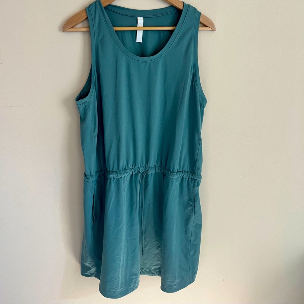 Zella Live In Sleeveless Dress Teal Drawstring Athleisure Athletic Women’s Large